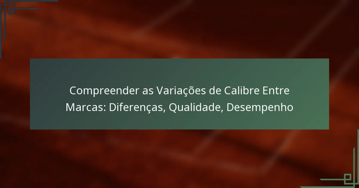 Compreender as Variações de Calibre Entre Marcas: Diferenças, Qualidade, Desempenho