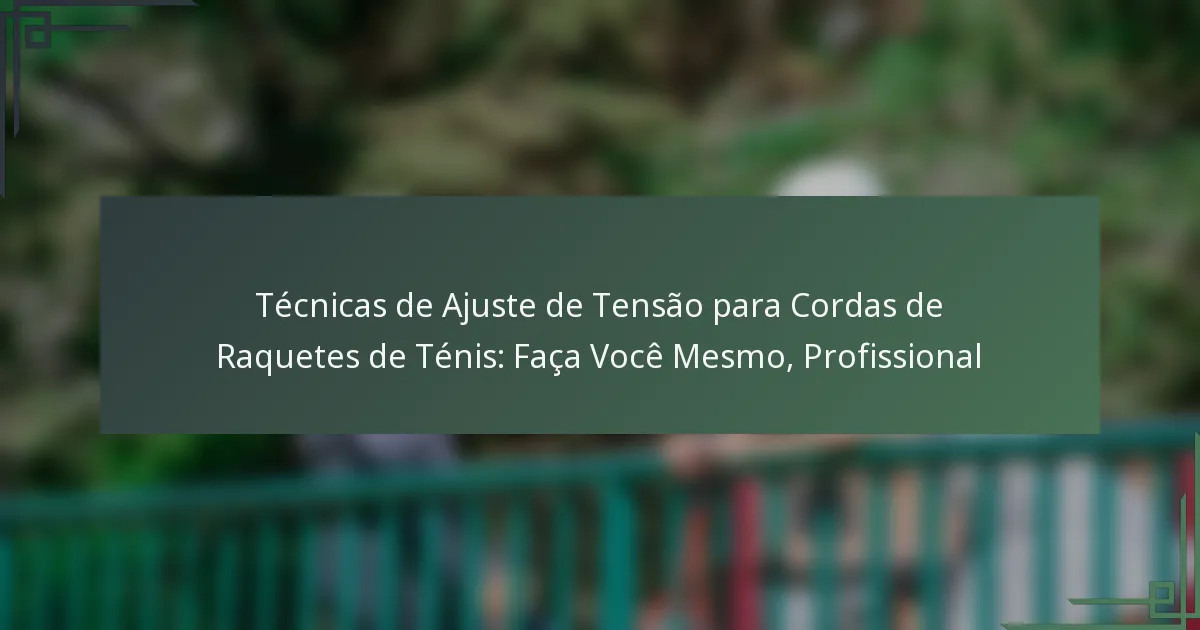 Técnicas de Ajuste de Tensão para Cordas de Raquetes de Ténis: Faça Você Mesmo, Profissional