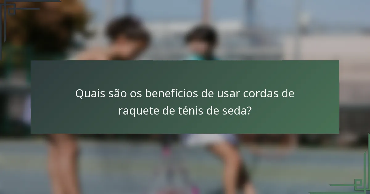 Quais são os benefícios de usar cordas de raquete de ténis de seda?